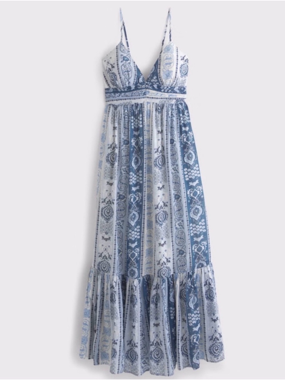 Abercrombie & Fitch Blue and White Paisley Maxi Dress